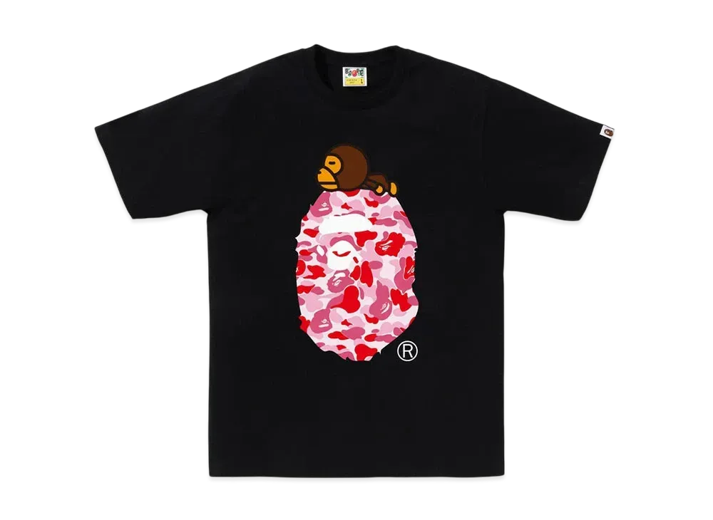 A BATHING APE Abc Camo Milo On Big Ape Tee "White/Pink"