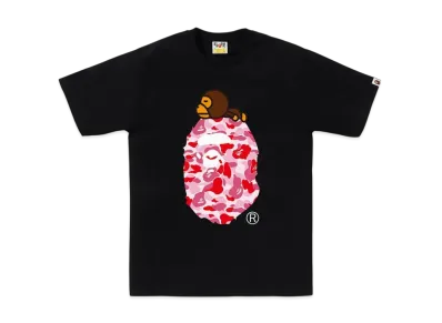 A BATHING APE Abc Camo Milo On Big Ape Tee "White/Pink"