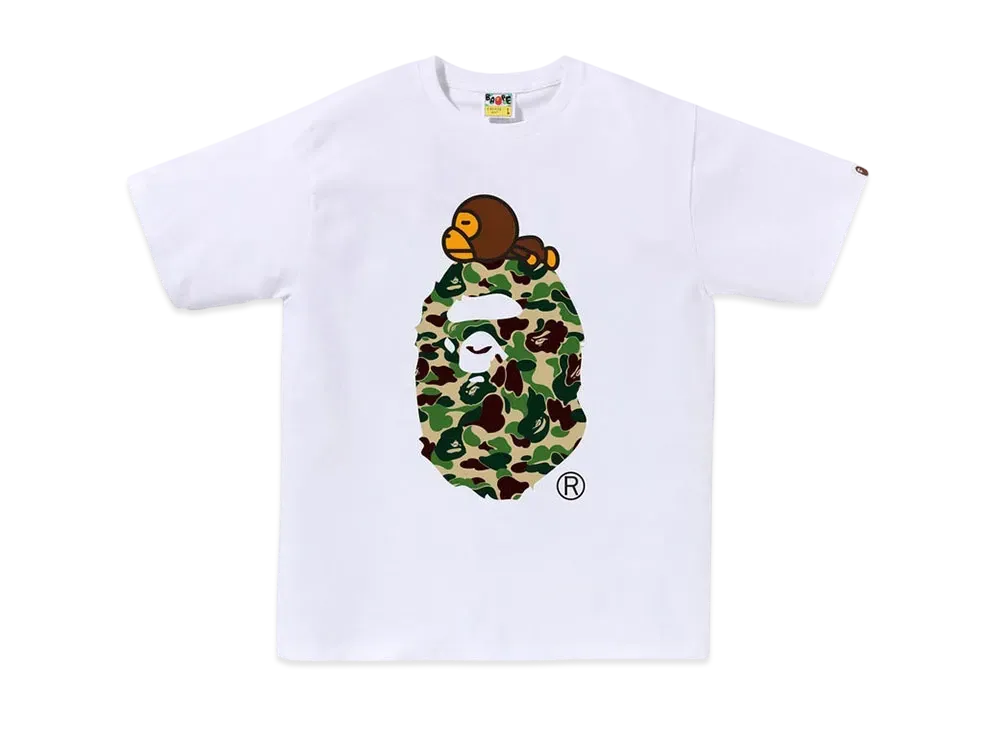 A BATHING APE Abc Camo Milo On Big Ape Tee "White/Green"
