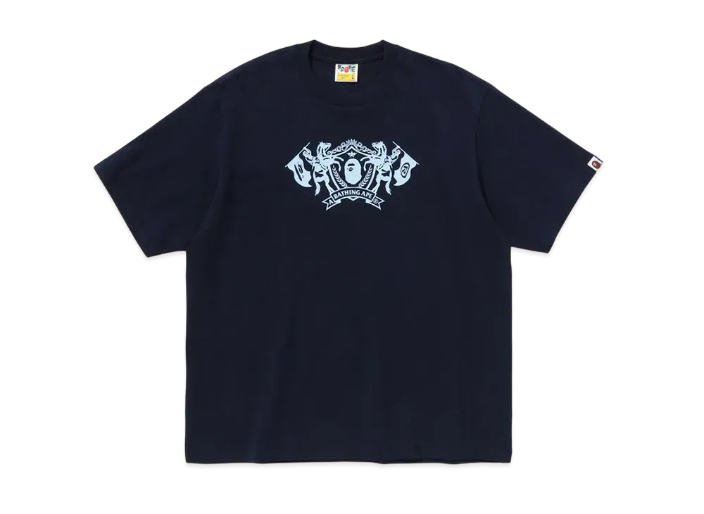 A BATHING APE College Logo Relaxed Fit Tee "Navy"