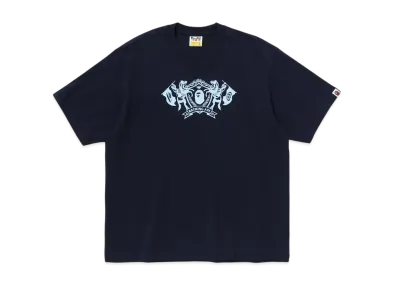 A BATHING APE College Logo Relaxed Fit Tee "Navy"