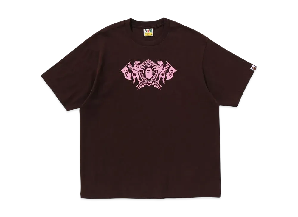 A BATHING APE College Logo Relaxed Fit Tee "Brown"