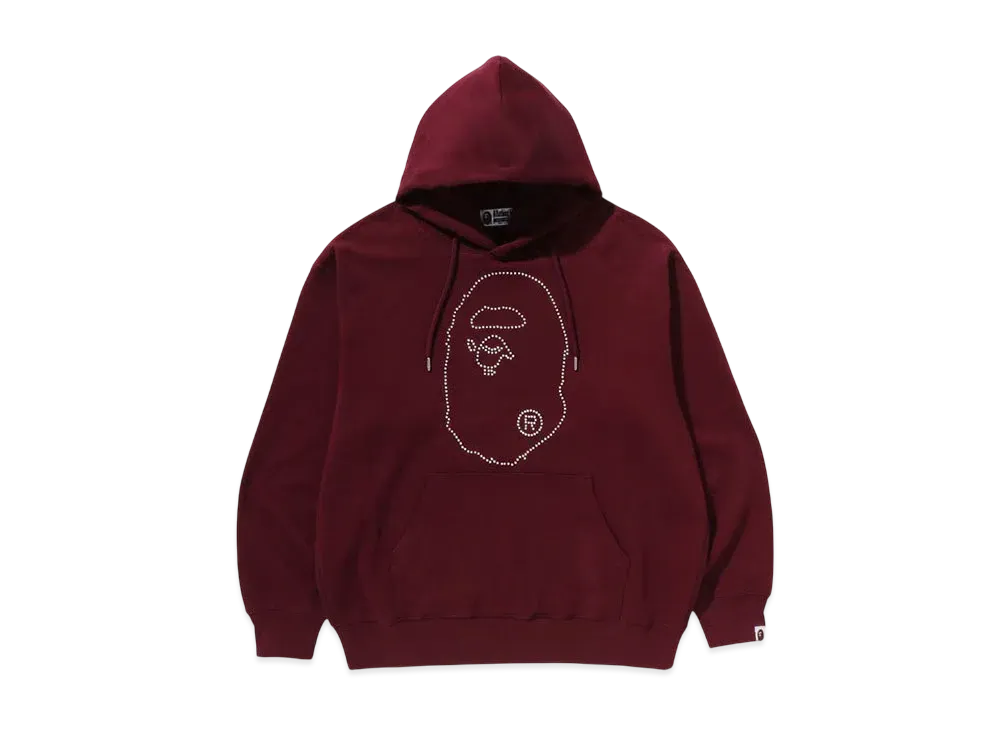 A BATHING APE Studded Ape Head Relaxed Fit Pullover Hoodie "Burgundy"