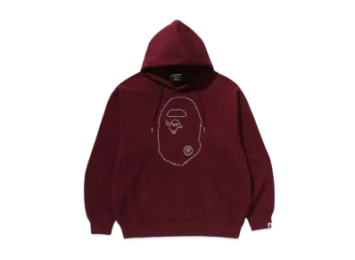A BATHING APE Studded Ape Head Relaxed Fit Pullover Hoodie "Burgundy"