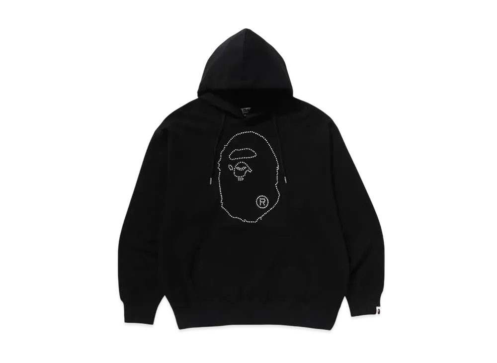 A BATHING APE Studded Ape Head Relaxed Fit Pullover Hoodie "Black"