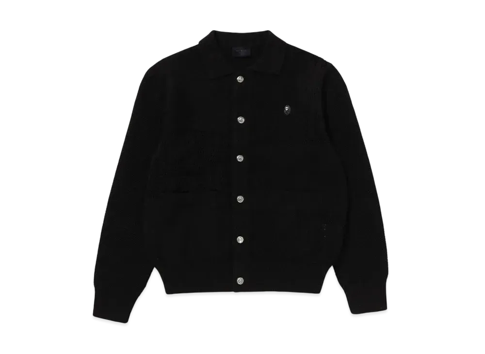 A BATHING APE Bape Black Crochet Cardigan "Black"