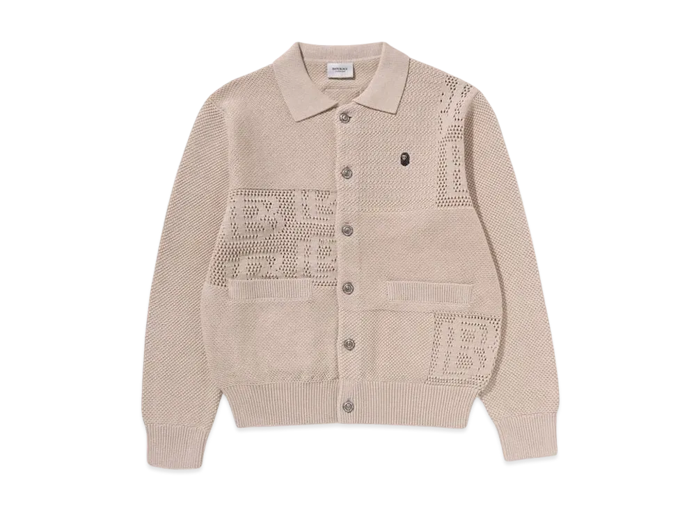 A BATHING APE Bape Black Crochet Cardigan "Beige"
