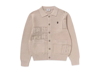 A BATHING APE Bape Black Crochet Cardigan "Beige"