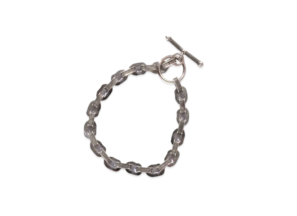 A BATHING APE Bape Black Madface Kashira Bracelet "Silver"