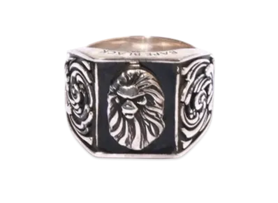 A BATHING APE Bape Black Signet Ring With Resin "Silver"