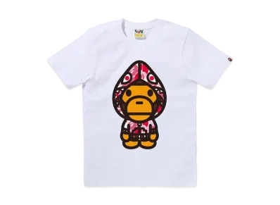 A BATHING APE Abc Camo Shark Hoodie Milo Tee "White/Pink"