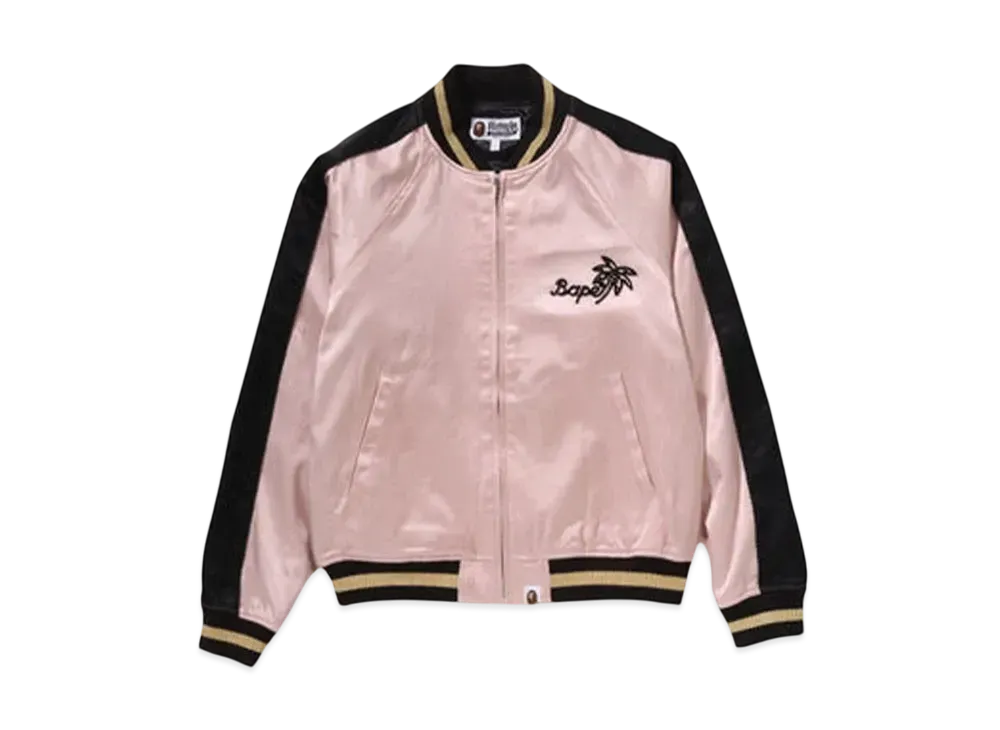 A BATHING APE Neon Ape Head Souvenir Jacket "Pink"