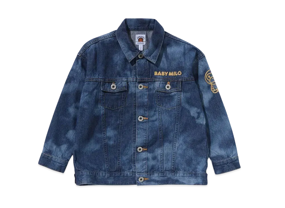A BATHING APE Milo High Tone Bleach Loose Fit 10Oz Denim Jacket "Indigo"