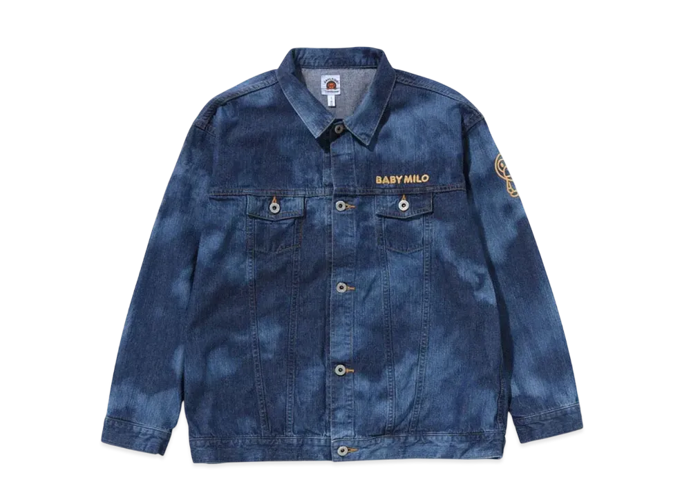 A BATHING APE Milo High Tone Bleach Loose Fit 10Oz Denim Jacket "Indigo"