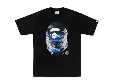 A BATHING APE Kids Sakura Photo Ape Head Tee "Black"