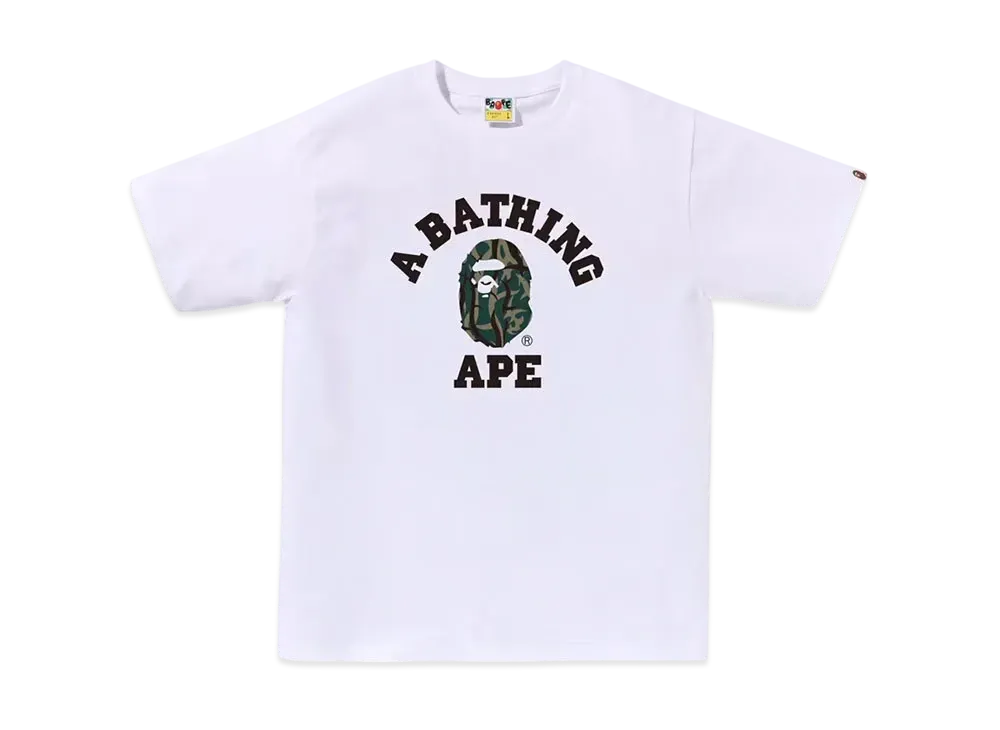 A BATHING APE Trial Camo College Tee "White/Green"
