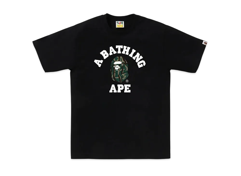 A BATHING APE Trial Camo College Tee "Black/Green"