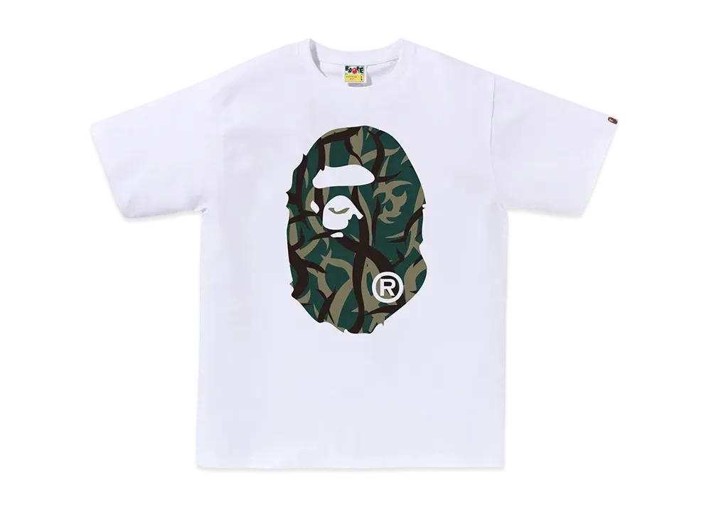 A BATHING APE Trial Camo Big Ape Head Tee "White/Green"
