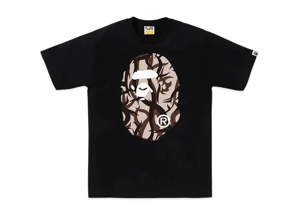 A BATHING APE Trial Camo Big Ape Head Tee "Black/Beige"