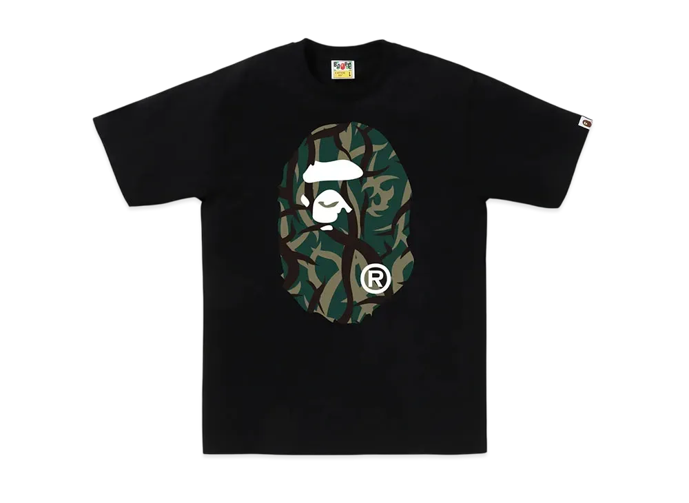 A BATHING APE Trial Camo Big Ape Head Tee "Black/Green"
