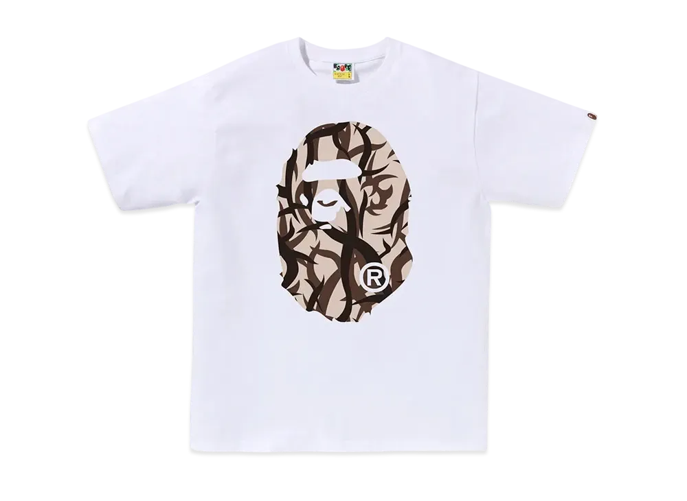 A BATHING APE Trial Camo Big Ape Head Tee "White/Beige"