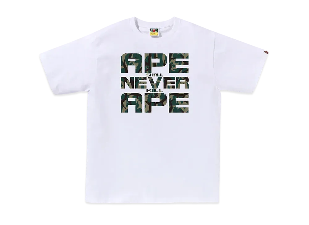 A BATHING APE Trial Camo Asnka Tee "White/Green"