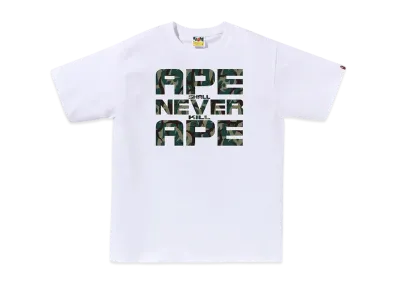 A BATHING APE Trial Camo Asnka Tee "White/Green"