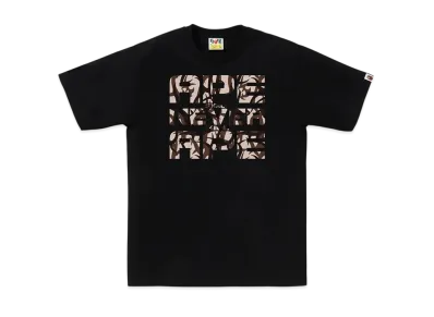 A BATHING APE Trial Camo Asnka Tee "Black/Beige"