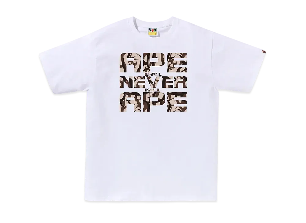 A BATHING APE Trial Camo Asnka Tee "White/Beige"