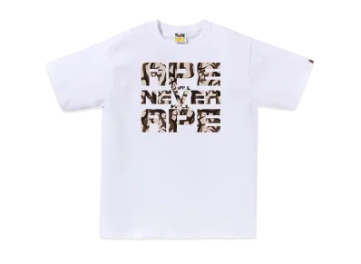 A BATHING APE Trial Camo Asnka Tee "White/Beige"
