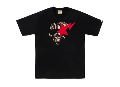 A BATHING APE Trial Camo Ape Face Sta Tee "Black/Beige"
