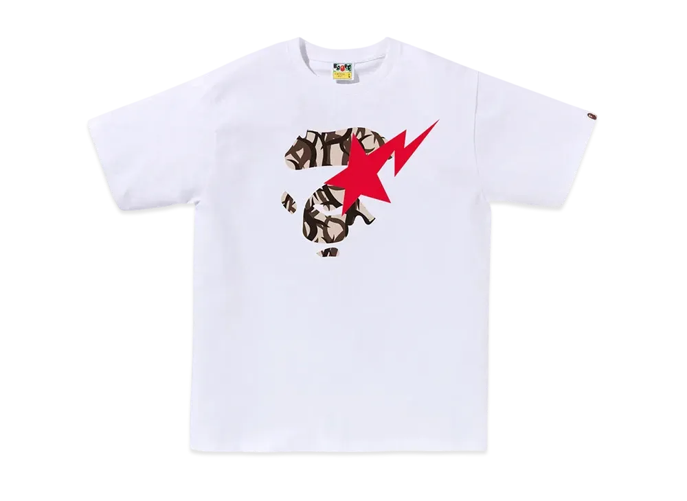A BATHING APE Trial Camo Ape Face Sta Tee "White/Beige"