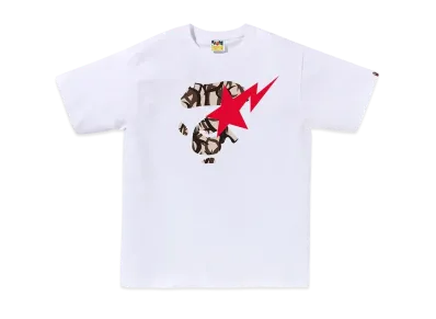A BATHING APE Trial Camo Ape Face Sta Tee "White/Beige"