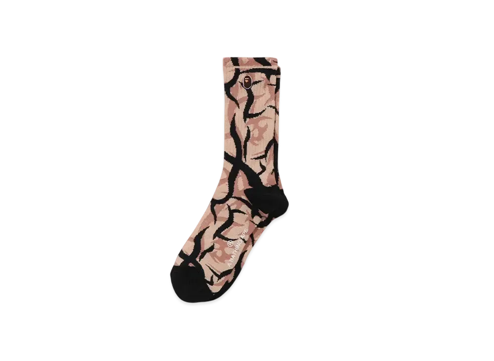 A BATHING APE Trial Camo Ape Head One Point Socks "Beige"