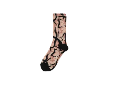 A BATHING APE Trial Camo Ape Head One Point Socks "Beige"