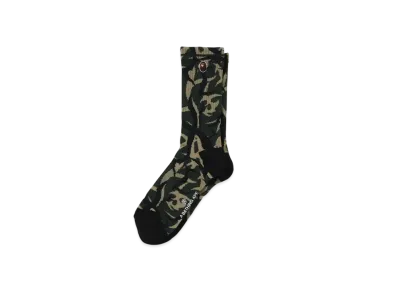 A BATHING APE Trial Camo Ape Head One Point Socks "Green"