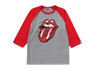 A BATHING APE x Rolling Stones 3/4 Sleeve Tee "Red"