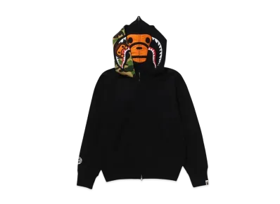 A BATHING APE Milo Shark Full Zip Double Hoodie "Black"