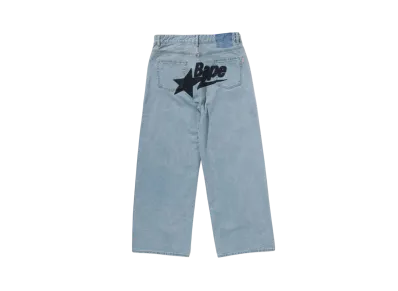A BATHING APE Bape Sta Embroidery Baggy Denim Pants "Lightidi"