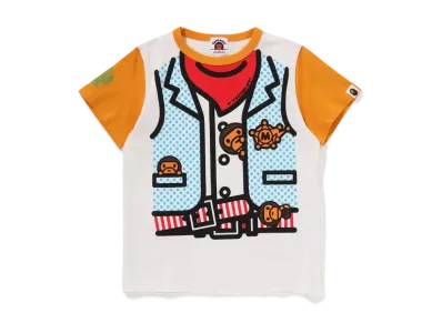 A BATHING APE Baby Milo Sheriff Vest Print Tee "Orange"