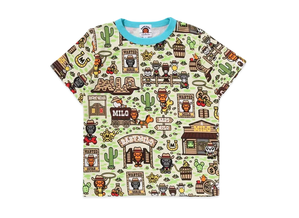 A BATHING APE Baby Milo Western Pattern Tee "Multi"
