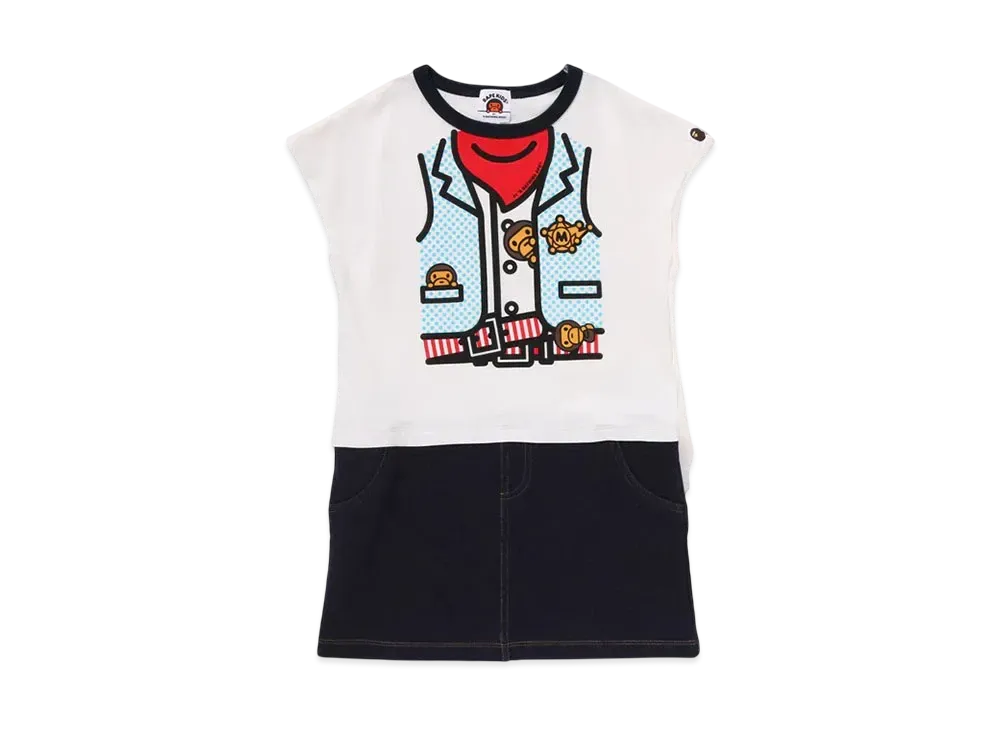 A BATHING APE Baby Milo Sheriff Vest Print Dress "White"