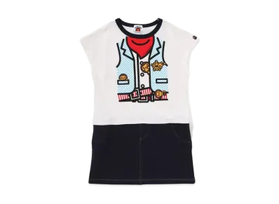 A BATHING APE Baby Milo Sheriff Vest Print Dress "White"