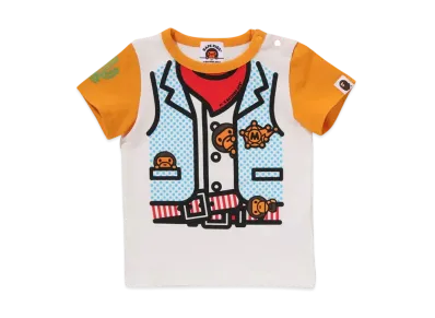 A BATHING APE Baby Milo Sheriff Vest Print Tee "Orange"