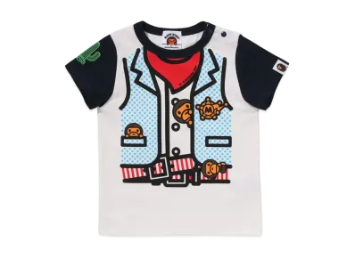 A BATHING APE Baby Milo Sheriff Vest Print Tee "Navy"