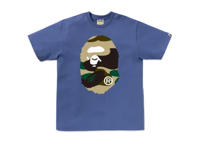 A BATHING APE Giant 1St Camo Big Ape Head Tee "Navy/Yellow"