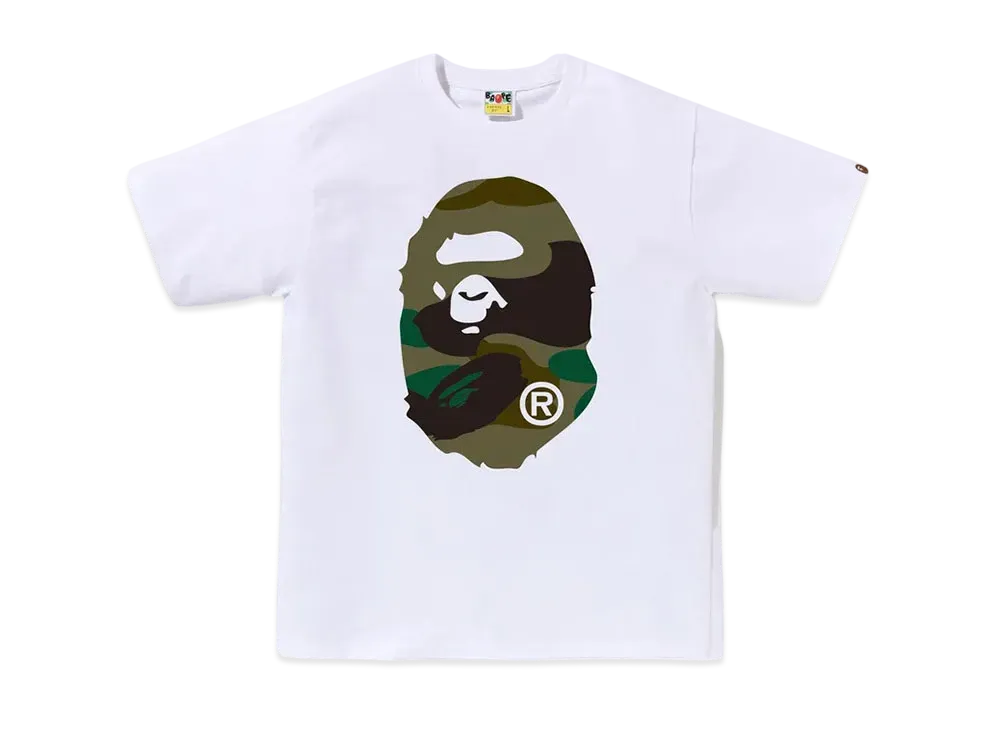 A BATHING APE Giant 1St Camo Big Ape Head Tee "White/Green"