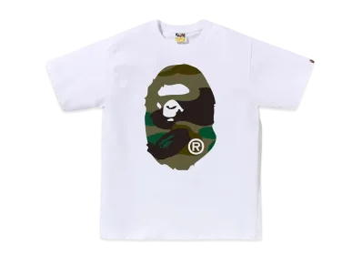 A BATHING APE Giant 1St Camo Big Ape Head Tee "White/Green"