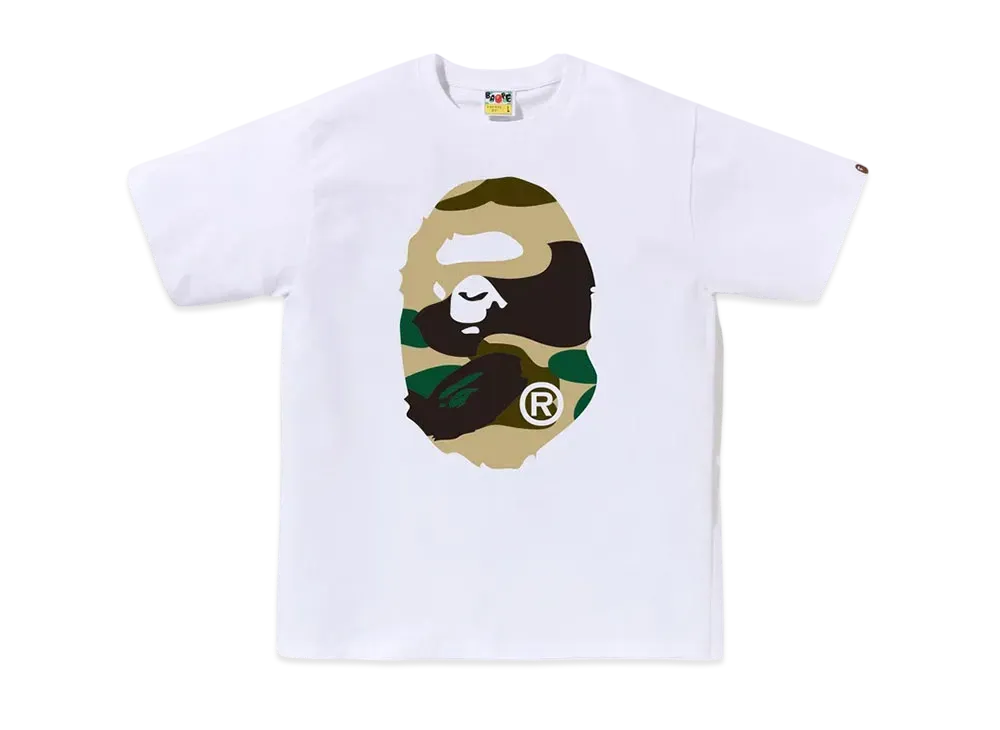 A BATHING APE Giant 1St Camo Big Ape Head Tee "White/Yellow"