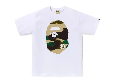 A BATHING APE Giant 1St Camo Big Ape Head Tee "White/Yellow"